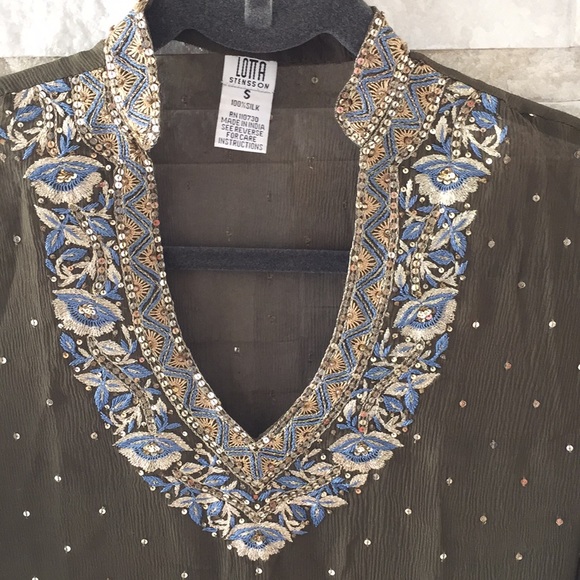 Vintage Lotta Stensson Silk Hand Emb Tunic S - Picture 2 of 8